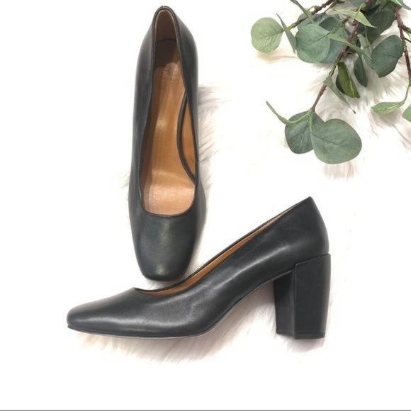 H by Halston Shoes - H by Halston Whitney 9 Black Leather Block Heel